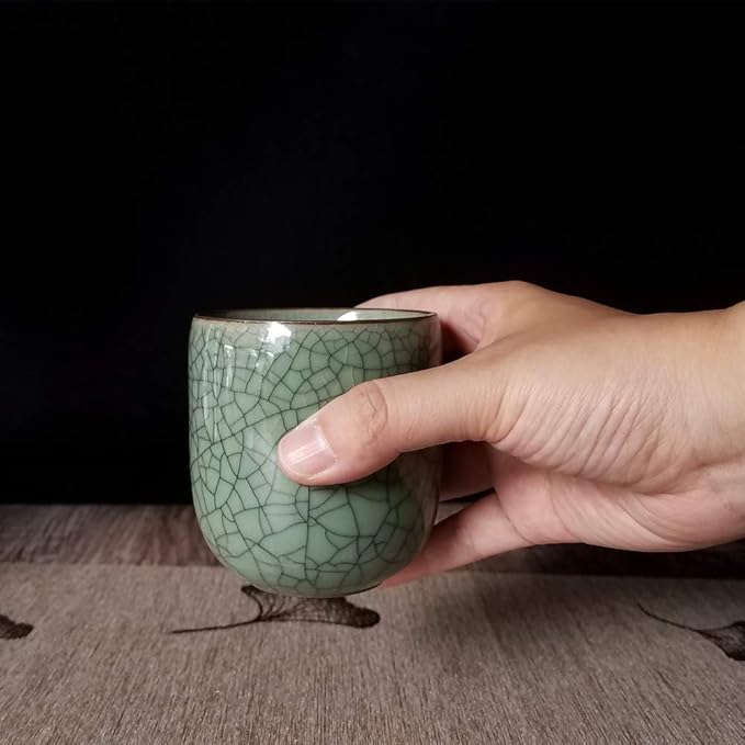 TeaCups 5oz Japanese Style Coffee Cup Porcelain Mugs Beer Handmade Celadon (1, Army Green01)