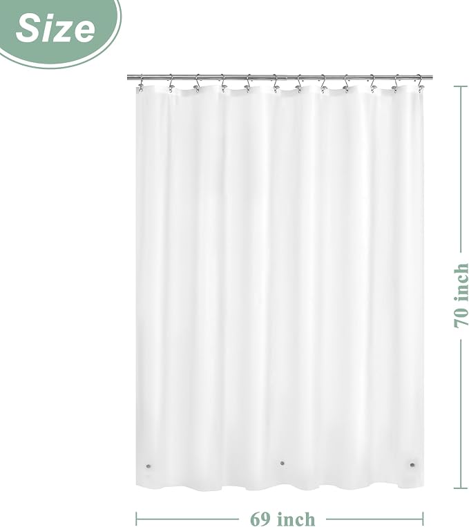 Mrs Awesome Frost Shower Curtain Liner with 3 Magnets, 69x70 Frosted PEVA Shower Liner, Light Weight Plastic Shower Curtain for Bathroom, Waterproof,Frost