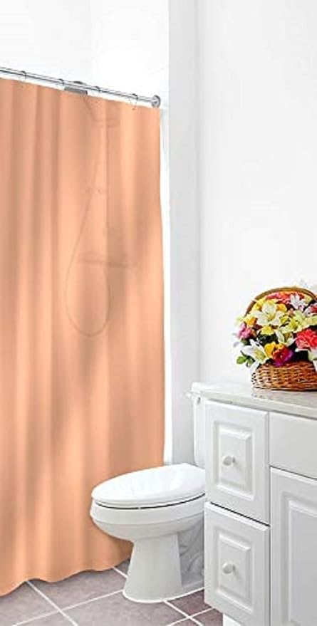 Dependable Industries inc. Essentials Bathroom Magnetized Shower Curtain Liner with Metal Grommets Waterproof (Peach)