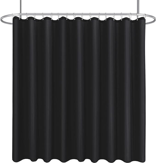 Biscaynebay Fabric Extra Wide Shower Curtain Liners for Clawfoot Tubs 180" Width by 72" Length, Black Water Resistant Fabric Rust Resistant Grommets Top Weighted Bottom Machine Washable