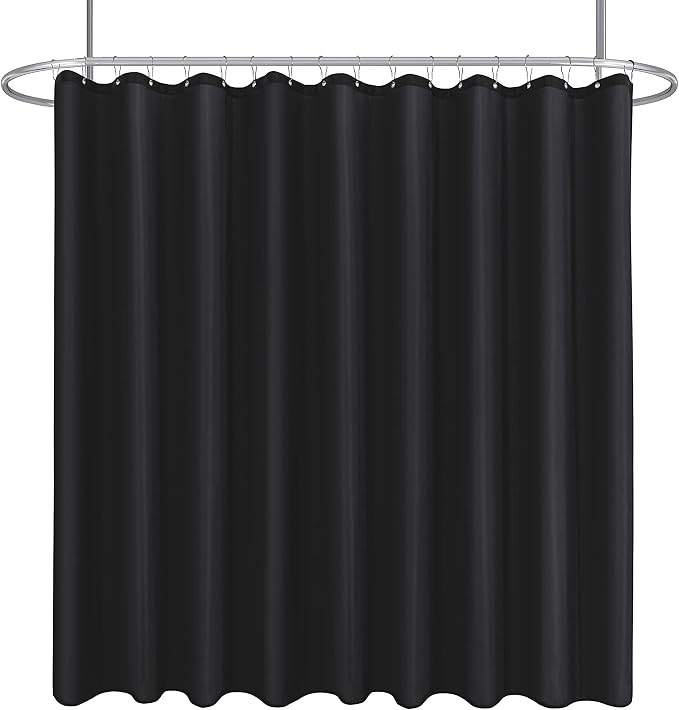 Biscaynebay Fabric Extra Wide Shower Curtain Liners 96" Width by 72" Length, Black Water Resistant Bathroom Curtains, Rust Resistant Grommets Top Weighted Bottom Machine Washable