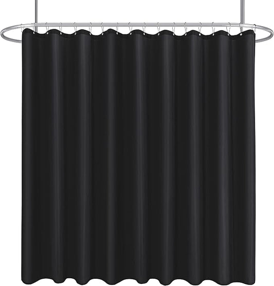 Biscaynebay Fabric Extra Wide Shower Curtain Liners 96" Width by 72" Length, Black Water Resistant Bathroom Curtains, Rust Resistant Grommets Top Weighted Bottom Machine Washable