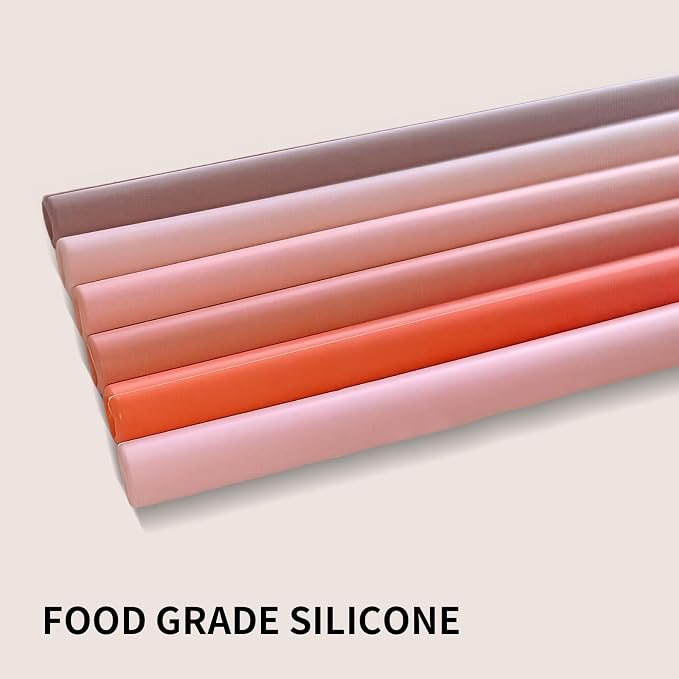 6 Pack Reusable Silicone Straws Compatible with Stanley 40oz 30oz 20oz Tumblers, 12.2" Long x 0.374" Diameter BPA-Free Drinking Straws with 2 Cleaning Brushes, Flexible Cuttable Teeth-Friendly