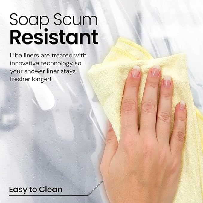 LiBa Bathroom Shower Curtain - Waterproof Plastic Shower Curtain Premium PEVA Non-Toxic with Rust Proof Grommets White 10G Heavy Duty Bathroom Accessories 72x72