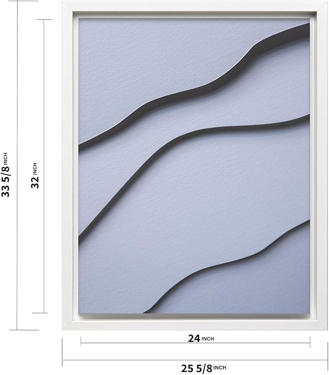 Monem Art Minimalist White Paper Waves Print - Abstract Scandinavian Texture Poster - Wall Decor for Living Room, Bedroom or Office - 24x32 White Framed CANVAS Wall Art by Mareike Bohmer