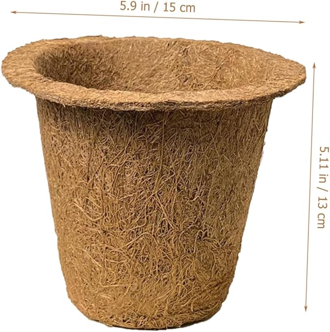 ARTIBETTER 6pcs Biodegradable Coconut Fiber Nursery Starter Containers for Seedlings, Indoor Balcony Succulent Holders, Eco-Friendly Green Planting Pots for Office and Home Gardening