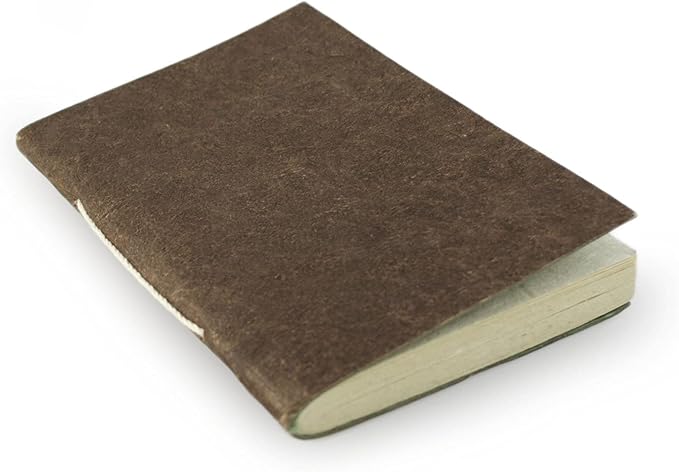 Nepali Companion Pocket Notebook with Handmade Paper and Vegetable-Dyed Cover, Vintage Composition Notebook for Office, School, and Home, 3.5x5 inch Handcrafted in Nepal (Small, Dark Walnut)