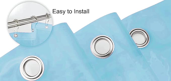 Home Expressions 6 Gauge PEVA Liner Magnetic Shower Curtain Liner 70"x72" (Light Blue)