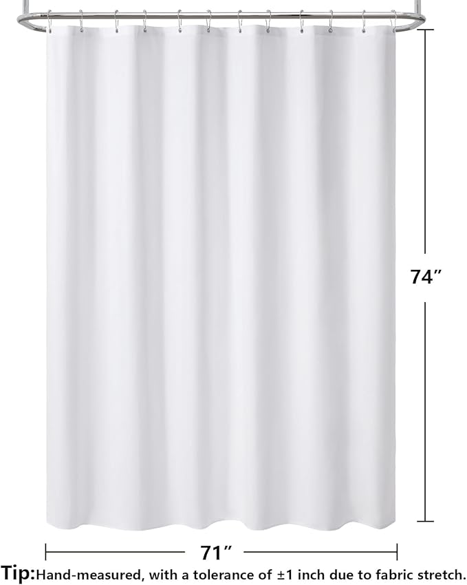 120GSM Ultimate Waterproof Fabric Shower Curtain Liner - TPU Lamination Technology with 3 Magnets,Machine Washable,71x74 Inch Soft Cloth Shower Curtain or Shower Liner,for Bathroom(White)