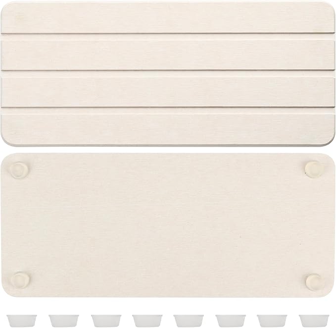 2 Pcs Fast Drying Diatomite Bathroom Tray, Grooved Design, Water Absorbing Stone,Soap Dish Holders for Bathroom Counter, Water Absorbing Stone Sink Organizer for Bathroom and Kitchen (White)
