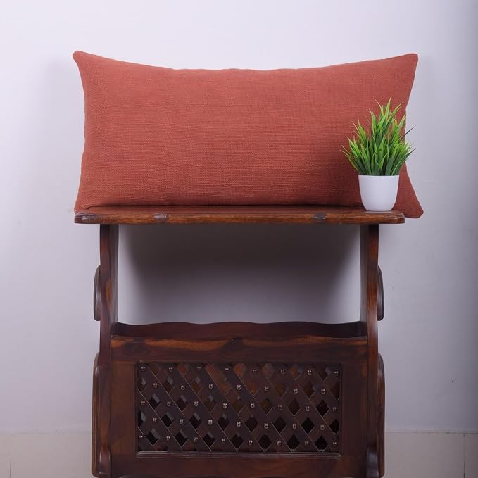 Trade Star Modern Mudcloth Cushion Case 100% Cotton Pillow Cover Throw Cover Lumbar Boho Pillow Cases Fall Decor Cushion Case for Couch Decorative (Rust Solid 12X24 INCHES)