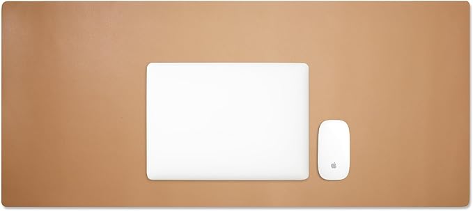 Leatherology Premium Tan Extra Long Modern Desk Pad, Fits Laptop or Monitor, Keyboard and Mouse, Made with Italian Leather