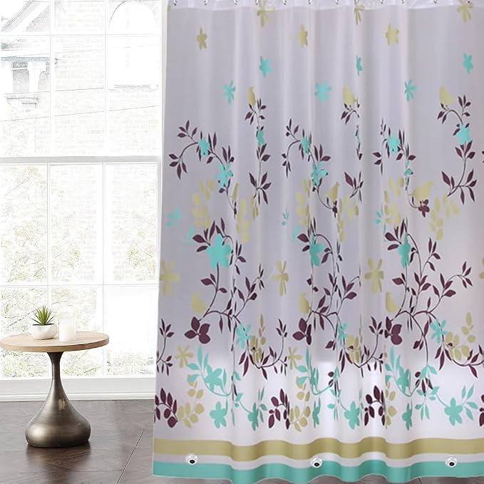 Plastic Shower Liner - Premium PEVA 4G Shower Curtain Liner with Rustproof Grommets and 3 Weighted Magnets, Waterproof Shower Curtains for Bathroom (Coffee Tree)