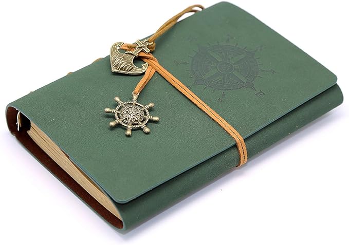 EvZ 7-Inch Refillable A6 Binder Notebook - Premium Vegan Leather Personal Planner, Eco-Friendly Journal with 6-Ring Loose-Leaf System for Writing, Business, and Creative Sketches, Dark Green
