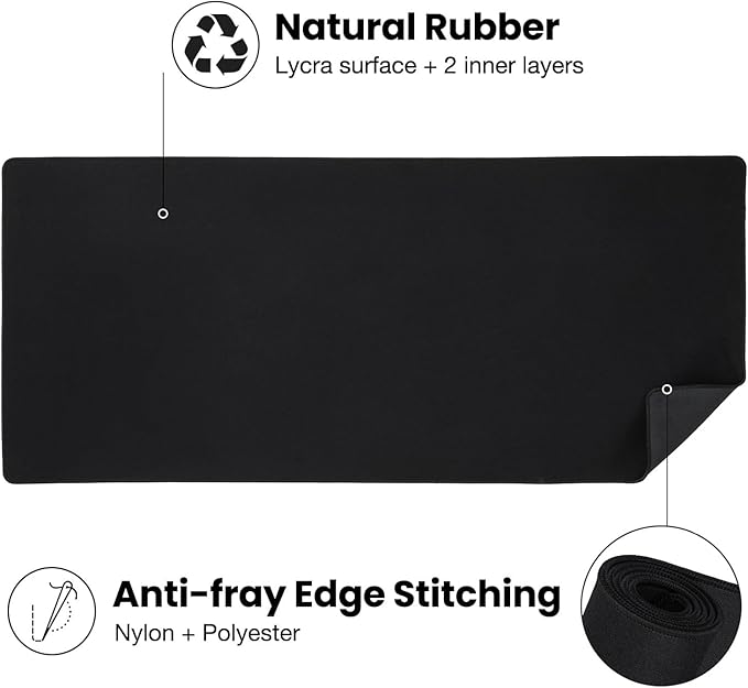 ALOANES Large Gaming Mouse Pad with Non-Slip Rubber Base,Stitched Edge,Desk mat for Laptop,Computer & PC, Wristing Pad for Gamer,Office & Home,Classic Black XL 27.6"x 11.8"x 0.12"