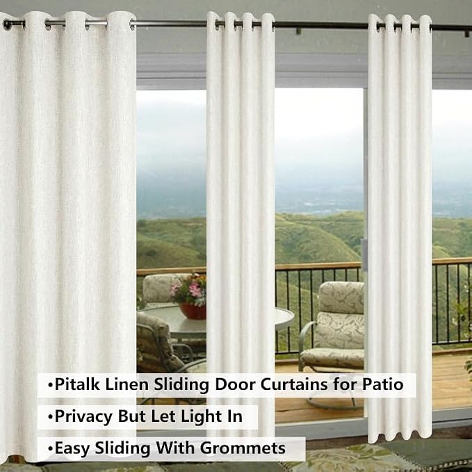 Pitalk Off White Bedroom Curtains 63 Inches Long Winter Insulated Thick Sheers Textured Neutral Boho Nursery Natural Linen Semi Sheer Drapes for Living Room 63 Inch Length 2 Panels Set Cream Ivory