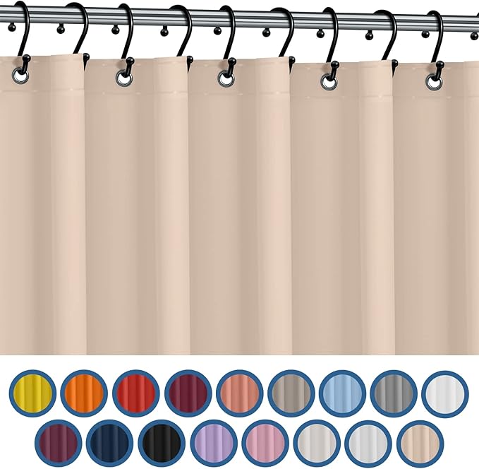 No Smell Shower Curtain Liner 72x72 Beige - PEVA Plastic Shower Curtain for Bathroom, PVC-Free Waterproof Sand Shower Liner with Metal Grommets and Magnet-Weighted Bottom Hem - Washable Liner