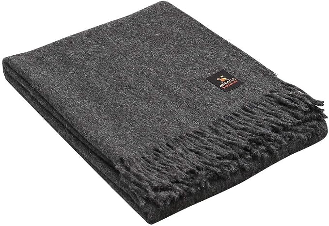 Superfine Alpaca Wool Throw Blanket - Lightweight Alpaca Merino Wool Throw Blankets for Using Indoors or Outdoors | Soft Peruvian Alpaca Blanket Wool Blanket Solid Color 72" x 60" (Charcoal Gray)