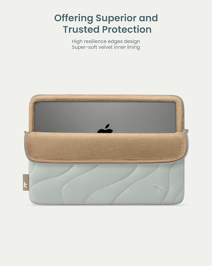 tomtoc 360 Protective Puffy Laptop Sleeve Kit for 14-inch MacBook Pro M5 2026 A3426 A3427/M4/M3/M2/M1 Pro/Max A3434 A3112, Quilted Soft Puffer Computer Bag with Tech Pouch for 13.8" Surface Laptop 7