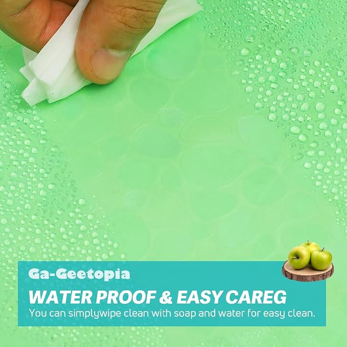 Ga-Geetopia EVA Green Thin Shower Curtain Liner, Pebble Pattern 72x72 Inch Lightweight Plastic Bathroom Shower Showroom Inner Curtain with Rustproof Metal Grommets and Weighted Magnets(NO Hooks)