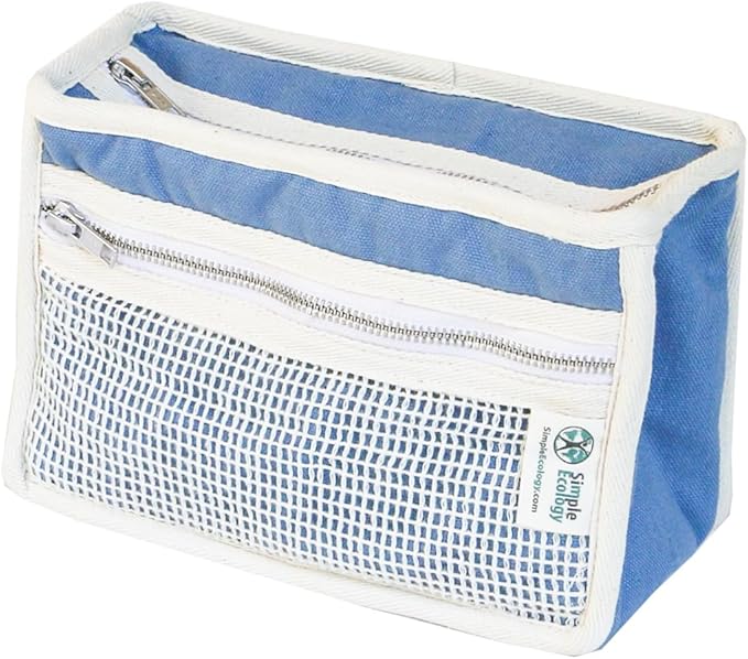 Simple Ecology Organic Cotton Canvas Padded Toiletry, Cosmetic, Travel Bag - Blue