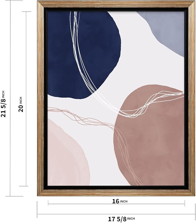 Monem Art Abstract Organic Shapes Print - Scandinavian Blue Geometric Poster - Wall Decor for Living Room, Bedroom or Office - 16x20 Silver Framed CANVAS Wall Art by Mareike Bohmer