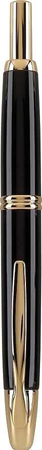 PILOT Vanishing Point Collection Refillable & Retractable Fountain Pen, Black Barrel with Gold Accents, Blue Ink, Medium Nib (60265)
