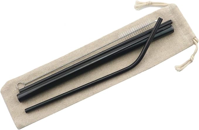 Metal Straws Stainless Steel Straws 8.5" Drinking Straws Reusable 3 Set - Ultra Long Muti Color-Cleaning Brush for 20/30 Oz for Trail Tumblers Yeti RTIC SIC Ozark (2 Straight|1 Bent|1 Brush）