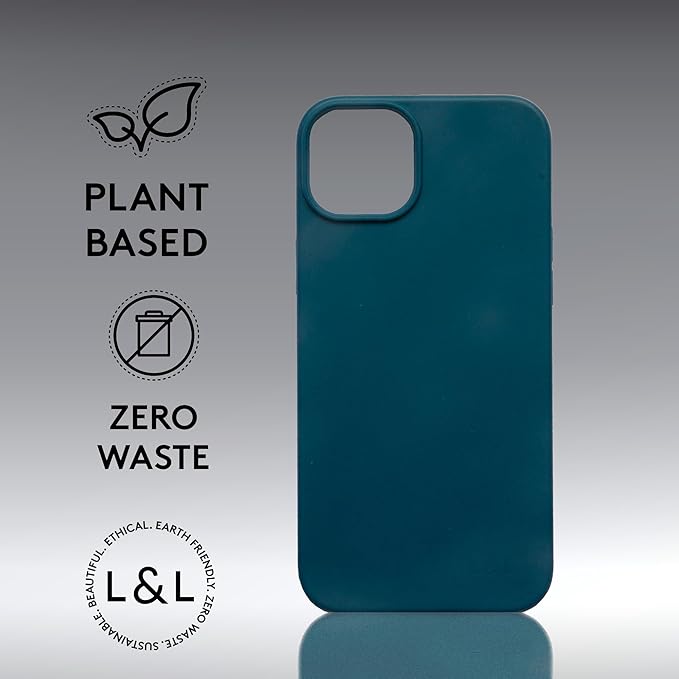 LOAM & LORE Biodegradable Phone Case for iPhone 15 Plus, Plastic Free Eco Friendly Phone Case, Plant Based Compostable iPhone 15 Plus, Premium Zero-Waste Phone Cover (Deep Blue) (Blue)