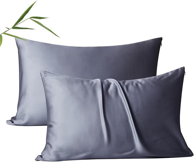 4 Pack Cooling Pillow Cases,Viscose Derived from Bamboo Pillow Protectors King Size Set of 4, 400 Thread Count Soft Silky Breathable Summer Pillow Cover with Zipper Hidden (4PCS, King,Darkgrey)
