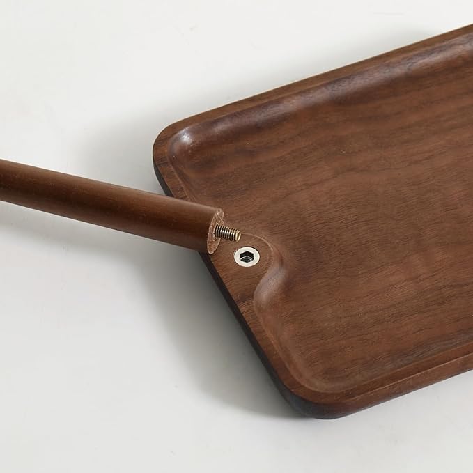 Black Walnut Solid Wood Key Dish Bowl for Entryway Table Square Tray With 3 Hooks, Open Storage for Keys, Wallet, Jewelry (Walnut, Square)
