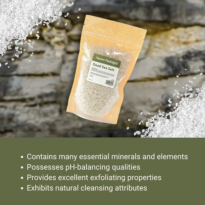 Dead Sea Salt (16oz) - Direct from The Shore of The Dead Sea - Organic Salt for Body Scrubs, Adding to Baths, and Foot Soaking 2 Packs