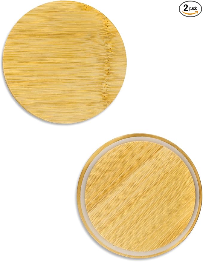 Replacement Wooden Lids for Pyrex, Anchor Hocking Glass Containers, 7402-PC*2, Bamboo Lids for Pyrex 7Cup Glass Bowls, Bowl Covers with Leakproof Silicone Gasket 2 Pack