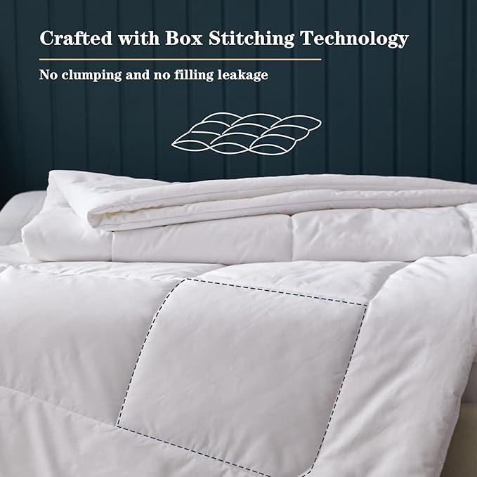 Simple&Opulence Down Alternative Comforter, Twin Size Duvet Insert with 100% Cotton Cover, Ultra-Soft Microfiber Quilted All Season Breathable Cooling Bed Comforter (Twin, White)