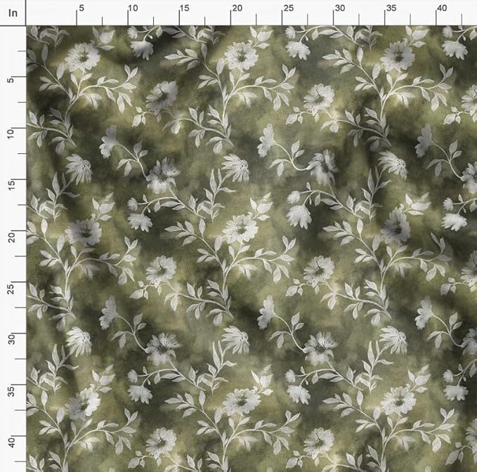 Soimoi Floral Print - Green, Viscose Rayon Fabric Material - 42 Inch Wide, 1 Yard, Unstitched Material for Dresses, Blouses, Skirts, Sleepwear, Kids Clothing