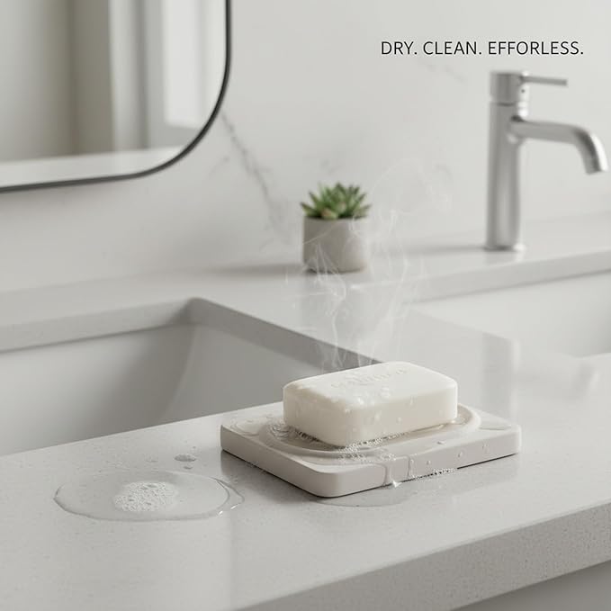 Diatomaceous Earth Soap Dish Tray, Stone Tray for Bathroom Sink Counter, 4.7 x 3.1 Inch (1 PC)