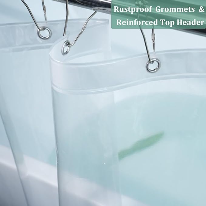 Extra Long Shower Curtain Liner,72x84 Inch Length PEVA Heavy Duty Clear Plastic Tall Shower Liner with 6 Magnets and Side Magnetic Clips Kit for Leak Guard for Bathroom,Waterproof
