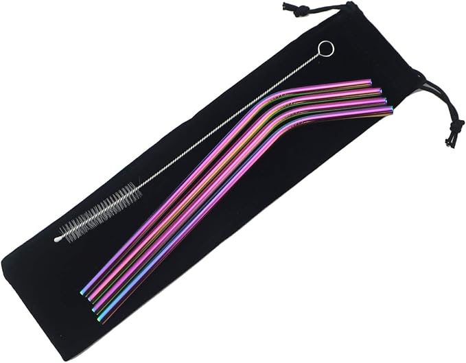 Stainless Steel Straws 8.5" - 4 Pack - Multicolor - Eco-Friendly - Durable & Versatile - Easy to Clean - Portable Idea