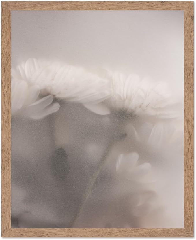 Monem Art Ethereal White Flower Print - Minimalist Botanical Photography Poster - Wall Decor for Living Room, Bedroom or Office - 16x20 Beige Framed Wall Art by Mareike Bohmer