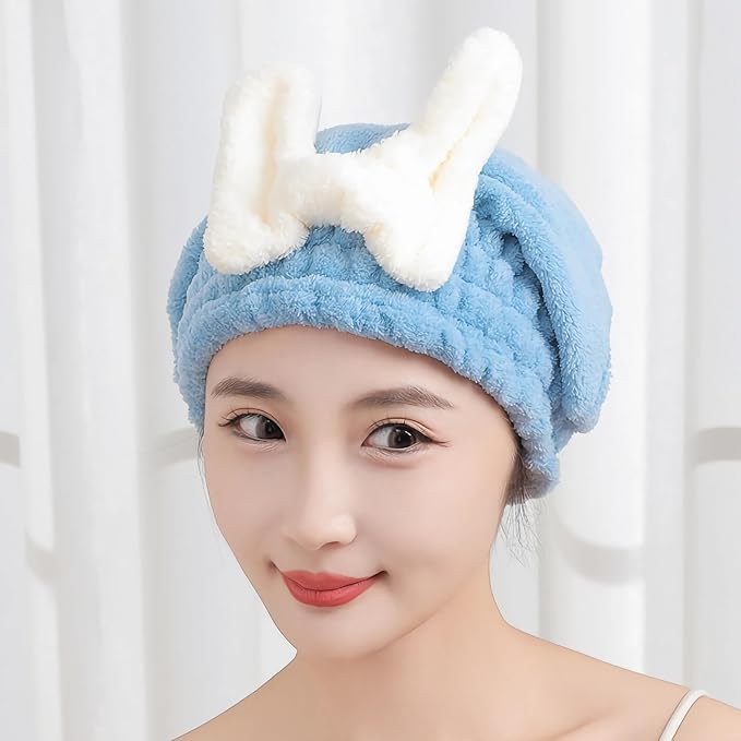 Microfiber Hair Drying Caps for Women | Ultra Absorbent Hair Towels Wrap Turban,Microfiber Bath Towels Bow Shower Cap for Wet Hair,Great Hair Products Gift for Girls