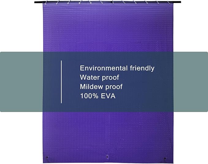 EVA Purple Shower Curtain Liner, 3D Plastic 5G Shower Liner with 12 Rustproof Metal Grommets and Weighted Magnets, Waterproof Duty for Bathroom 72 x 72