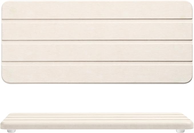 2 Pcs Fast Drying Diatomite Bathroom Tray, Grooved Design, Water Absorbing Stone,Soap Dish Holders for Bathroom Counter, Water Absorbing Stone Sink Organizer for Bathroom and Kitchen (White)