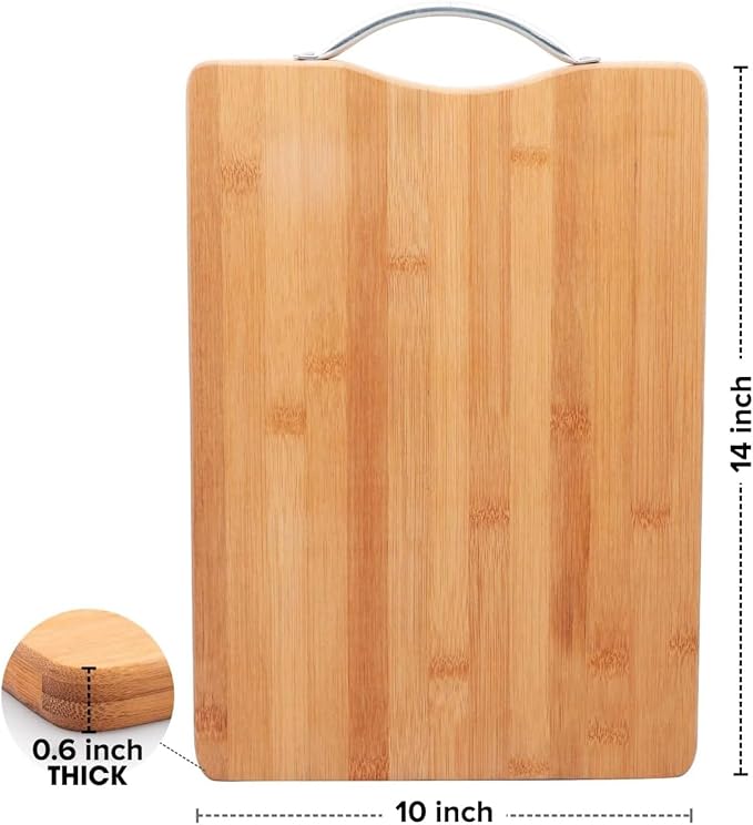Cutting Boards for Kitchen - Bamboo Cutting Board Cutting Boards Juice Grooves Thick Chopping Board for Fruits Veggies Salad Cheese Meat Easy Grip Handle - Kitchen Gadgets Gift (Large)