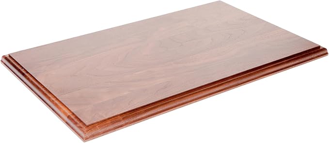 Plymor Solid Walnut Rectangular Wood Display Base with Ogee Edge, 20.75" W x 12.625" D x 0.75" H