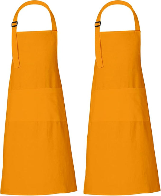 RAJRANG 100% Cotton Cooking Apron with 3 Pockets Kitchen Chef BBQ Adjustable Bib Aprons for Women Men