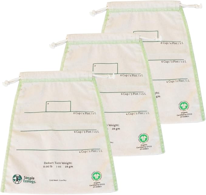 Simple Ecology Organic Cotton Reusable Bulk Bin Bags - Large 3 Pack