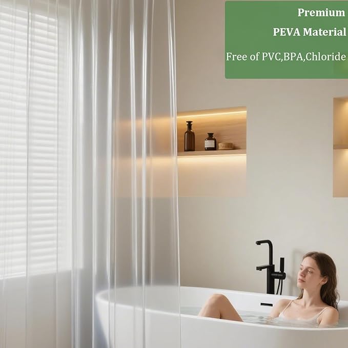 Long Shower Curtain Liner,72x75 Inch Length PEVA Clear Plastic Tall Shower Liner with 6 Magnets for Bathroom, Lightweight & Waterproof with Rustproof Grommets
