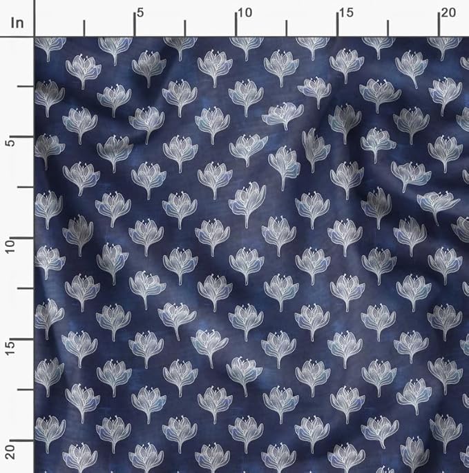 Soimoi Luxurious 58" Wide Blue - Floral Printed, Cotton Jersey Fabric - Perfect Material for Clothing, Home Decor, Craft Projects, 1 Yard