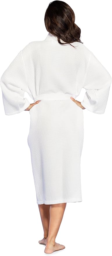 Turquaz Lightweight Long Waffle Kimono Spa Robe for Women