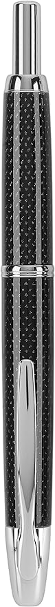 PILOT Vanishing Point Collection Refillable & Retractable Fountain Pen, Black Carbonesque Barrel with Rhodium Accents, Blue Ink, Broad Nib (60346)